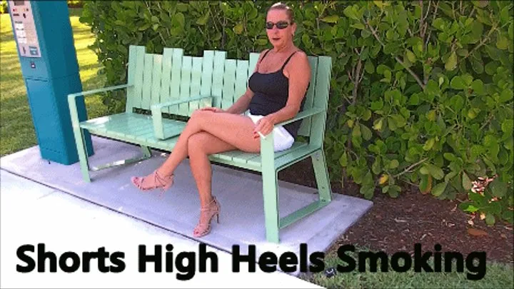 White short Shorts High Heels Smoking XHD