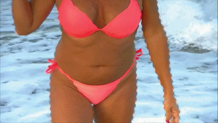 Ocean Walk in Thong Bikini Goddess Natasha XHD