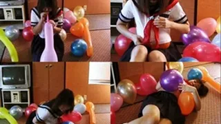 Naughty Young Schoolgirl Blows & Stuffs Balloons On Herself - YUD-006