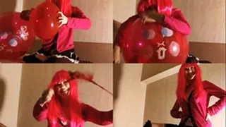 Red Lady Surrounds Self With Red Balloons! - YUD-046 - Part 4 (Faster Download)