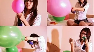 Nerdy Lady Pumps Balloons As Huge As She Can! - YUD-055