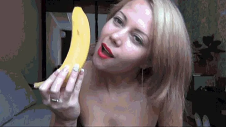 rubbing lips on banana 2b