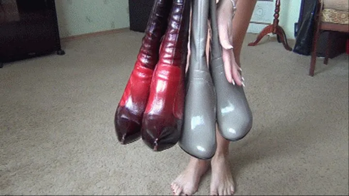 rubber sexxy red and beige boots a