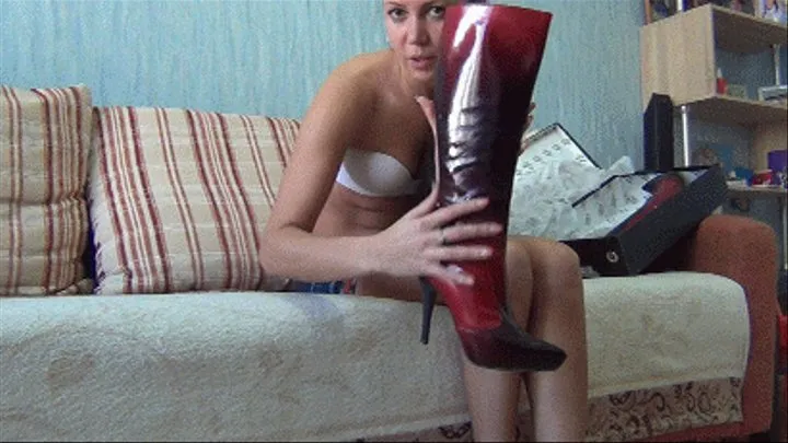 rubber sexxy red boots a