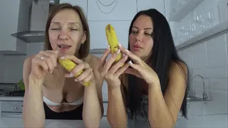 We swallow big chunks of banana AM c