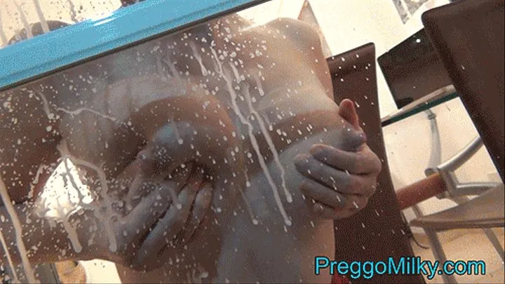 lactation squirting breast milk on window