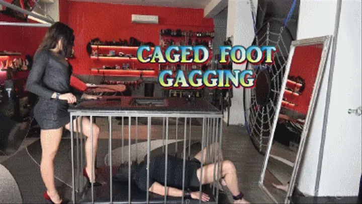 MISTRESS GAIA - CAGED FOOT GAGGING