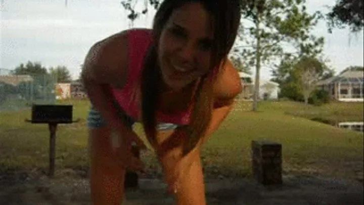 Claire Heart stretches as the Park before a long workout