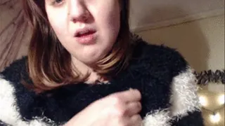Coughing in fluffy jumper