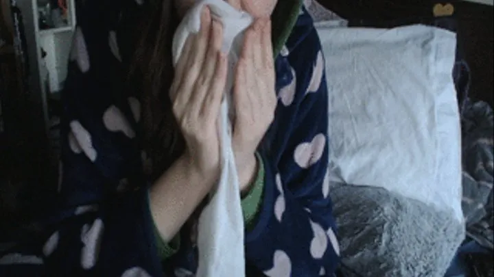 Sneezing and nose blowing in hat and onesie