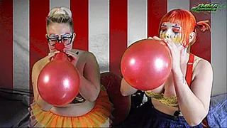 2 Sexy Clowns Blow Balloons to Pop B2P