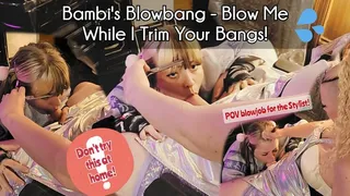 Caped Bambi Gives a Blowjob for a Risky Bang Trim