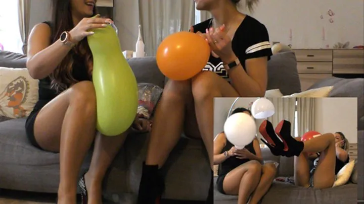 Sexy Tamia & Aische balloon destruction