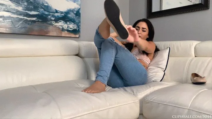 Caught Sniffing Tired Step-Sister Cleo Flats Footjob