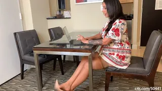 Caught Staring At Teacher Step-Mom Grading Papers Footjob