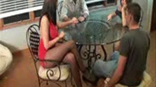 Step-Mom and Step-Daughter Give Footjob To Step-Son Under Table Step-Father Unaware ( Smalll)