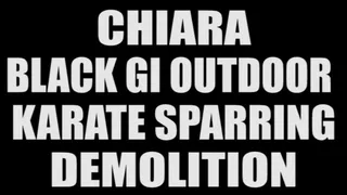 Chiara black gi outdoor karate sparring demolition