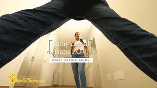 Samy casual jeans POV ballbusting kicks