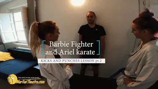 Barbie FIghter and Ariel karate kicks and punches lesson pt2