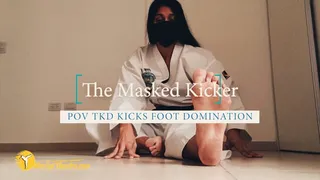 The Masked Kicker POV tkd kicks and foot domination footjob