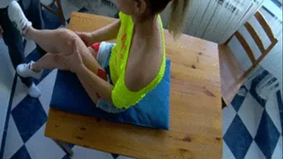 Sexy blonde fucked on table top