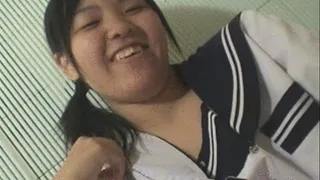 Schoolgirl Cleans Belly Button