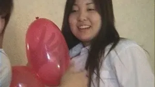 Schoolgirls Make and Pop Balloons - Part 2