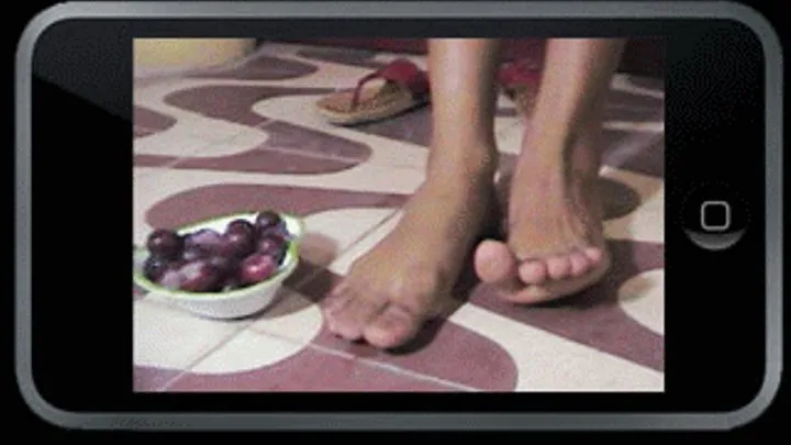 Dayanna crushes some grapes with her feet! PART 1