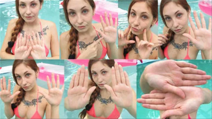 Palms and long nails in the pool