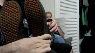Worshipping Janie's socked feet while she plays games and texts on her phone!