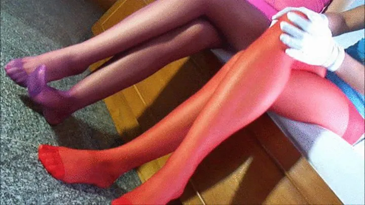 2 Asians Sheer Pantyhose,Panties & Foot Tease