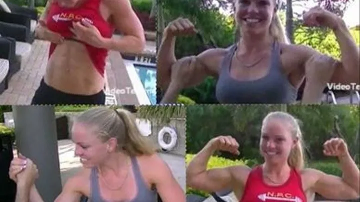 Muscle Machine Christine's Bicep, Abs, and Armwrestling video