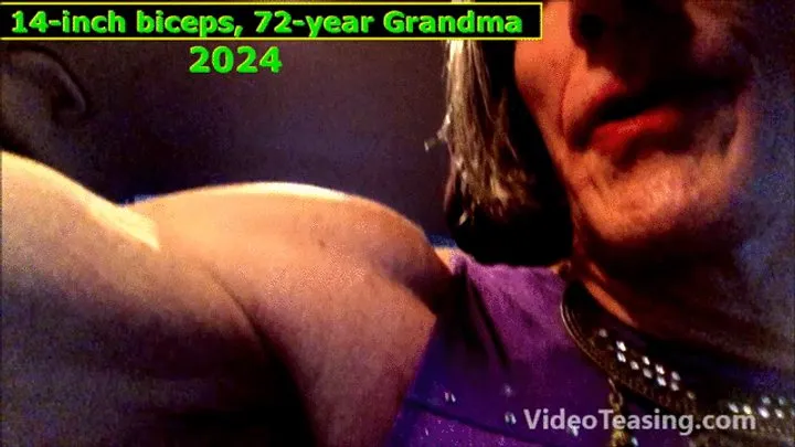 Grandma Alexandria Flexes her Huge Biceps in a Car and then at Home