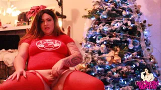Chubby Shemale Jacks off By the Christmas Tree