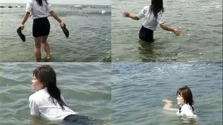 Depressed Schoolgirl Hits The Beach And Swims While In Uniform - w-020 - Part 2 (Faster Download - )