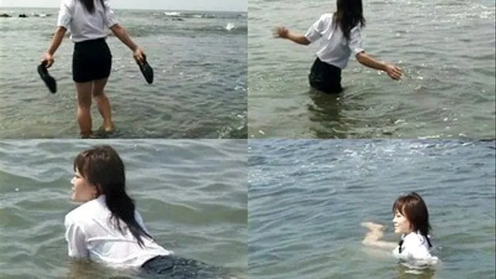 Depressed Schoolgirl Hits The Beach And Swims While In Uniform - w-020 - Part 2 ( - AVI Format)