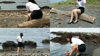 Depressed Schoolgirl Hits The Beach And Swims While In Uniform - w-020 - Part 1 (Faster Download - )