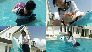 Schoolgirl Excitedly Swims After Class, She Forgot To Undress Her Uniform! - w-022 - Part 2 ( - AVI Format)