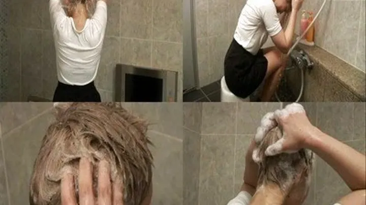 Short Haired Wife Showers Before Husband Goes Home - w-016 - Part 1 ( - AVI Format)