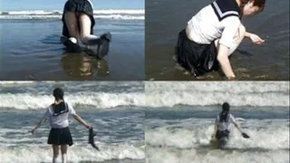 Schoolgirl in Uniform Dips In The Beach - WET07 - Part 4 (Faster Download - )