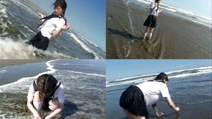 Schoolgirl in Uniform Dips In The Beach - WET07 - Part 3 ( - AVI Format)