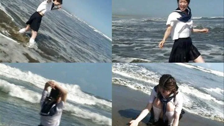 Schoolgirl in Uniform Dips In The Beach - WET07 - Part 2 ( - AVI Format)