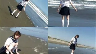 Schoolgirl in Uniform Dips In The Beach - WET07 - Part 1 (Faster Download - )