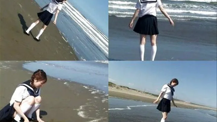 Schoolgirl in Uniform Dips In The Beach - WET07 - Part 1 ( - AVI Format)