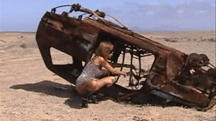 Nanalou near a scrap-heap in the desert
