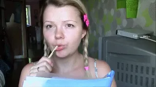 She can not stop and bite a pencil into small pieces
