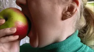 slowly and passionately eating an apple