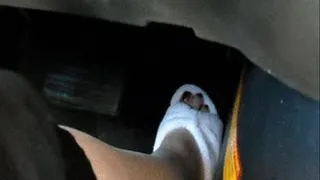 Driving Uhaul Truck In Open Toe White Slippers