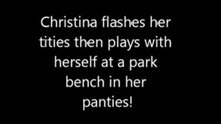 Christina masturbates at a park bench