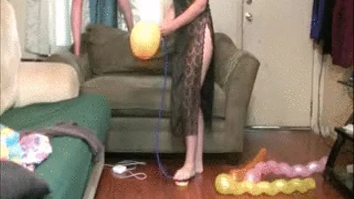 Christina Blows Up Yellow Balloon